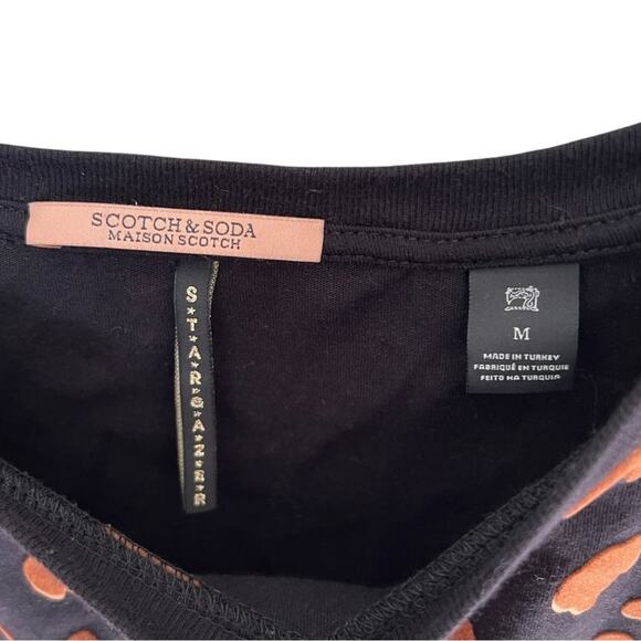 Scotch & Soda Black Leopard Print Crewneck T-Shirt M - Picture 3 of 6